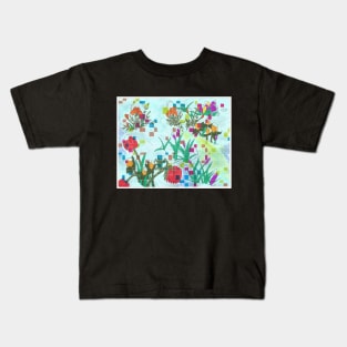 Snowy Abstract Floral Modern Art Kids T-Shirt